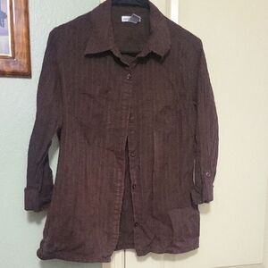 Rebecca Malone Dark Brown Casual Button Down Shirt
